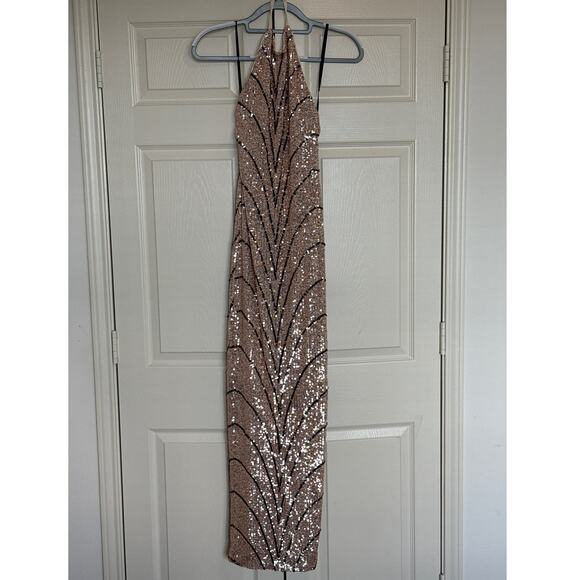 Michael Costello x Revolve Coreen Gown XS – Champagne Sequin Maxi - Picture 2 of 11